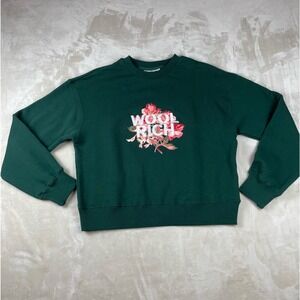 Woolrich Womens Green Floral Embroidered Cotton Crewneck Sweatshirt XS VN1247024